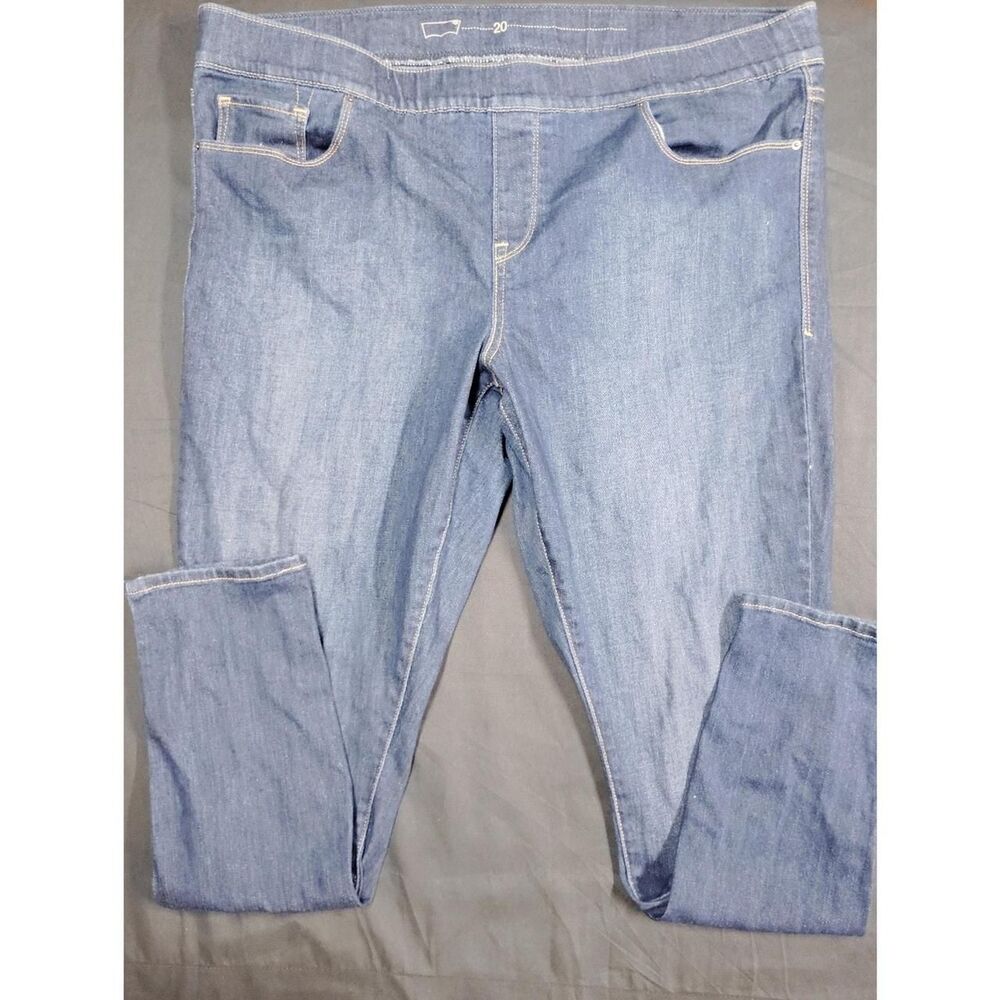 Levi's Womens Pull On Straight Medium Blue Denim Jeans - 20W Medium length